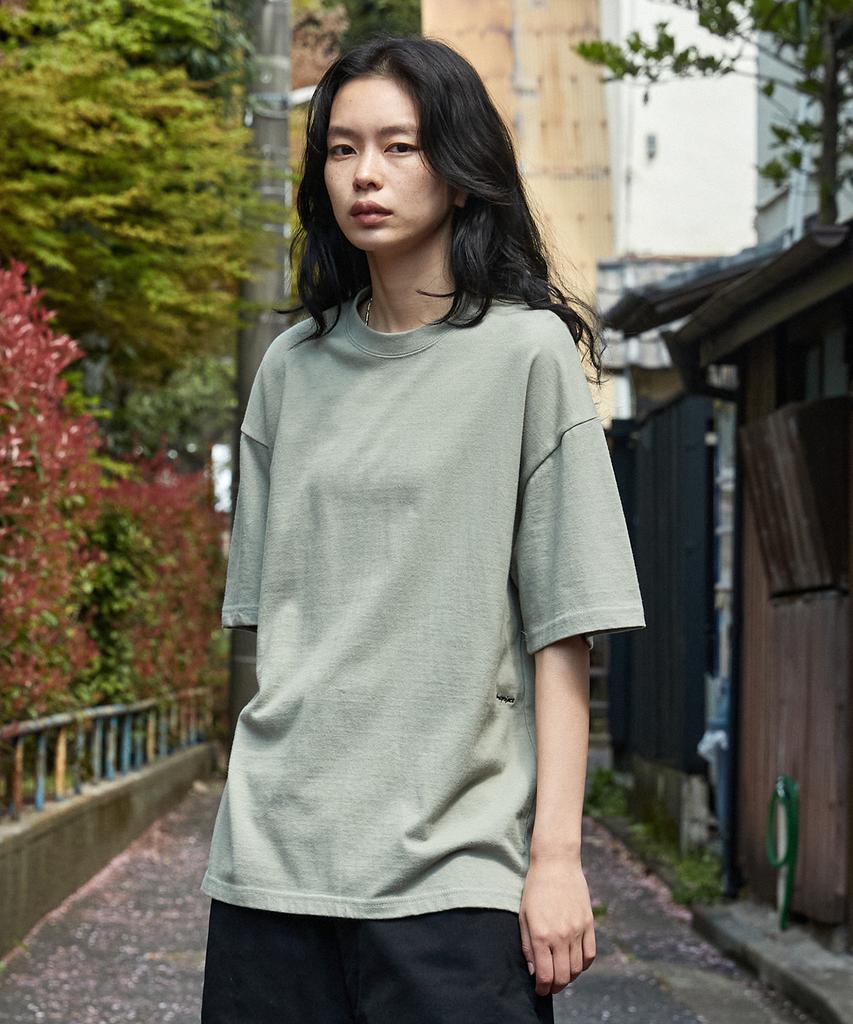 MINIMALPROJECT Basic Cotton Drawing Embroidery Oversized Short Sleeve T-Shirt Mst144 [Khaki]
