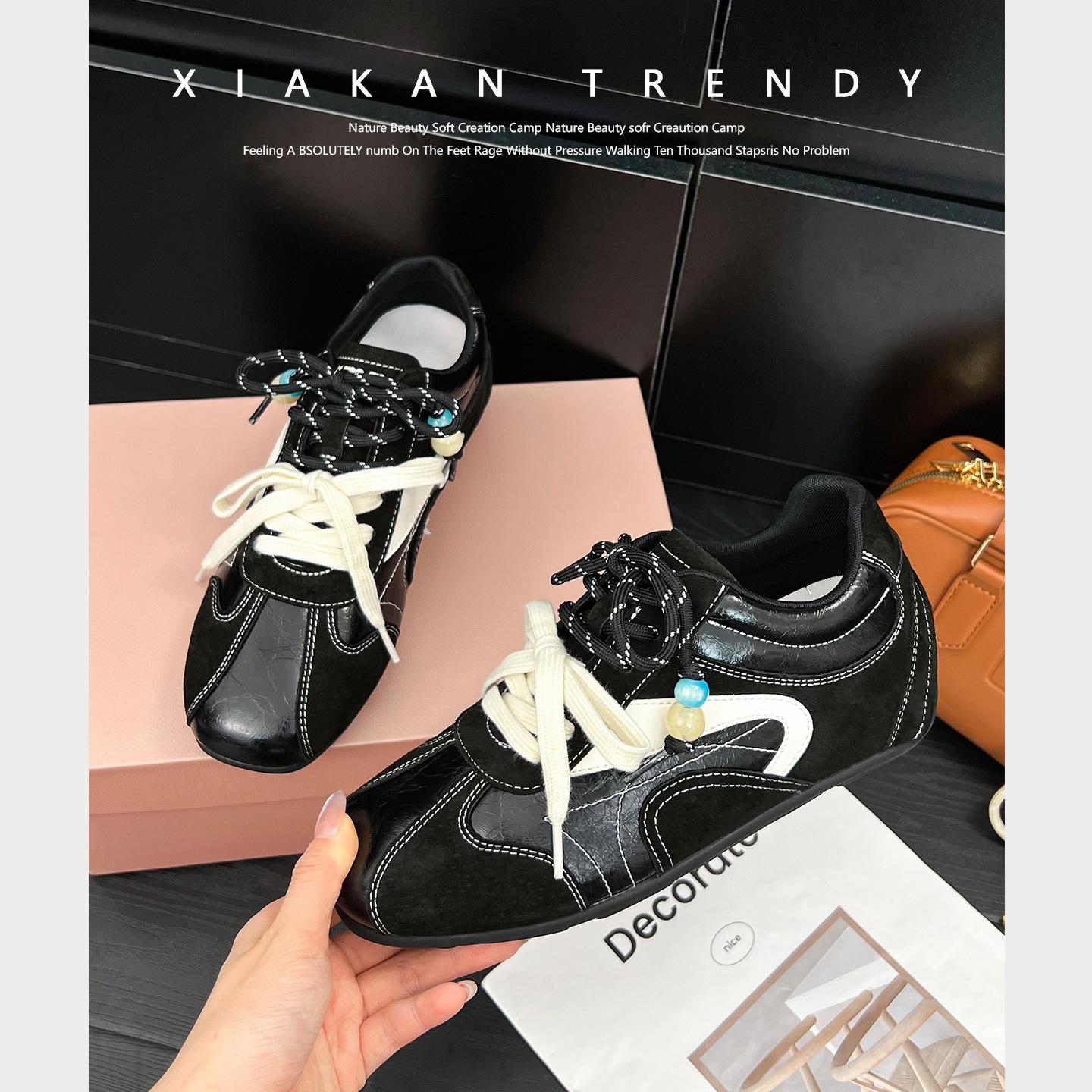 

Версия в наличии~ внутренняя высота увеличивается на 4 см немецкие тренировочные туфли женские осень 2025 новые универсальные повседневные спортивные туфли обувь Форреста Гампа тренд 40 чёрный