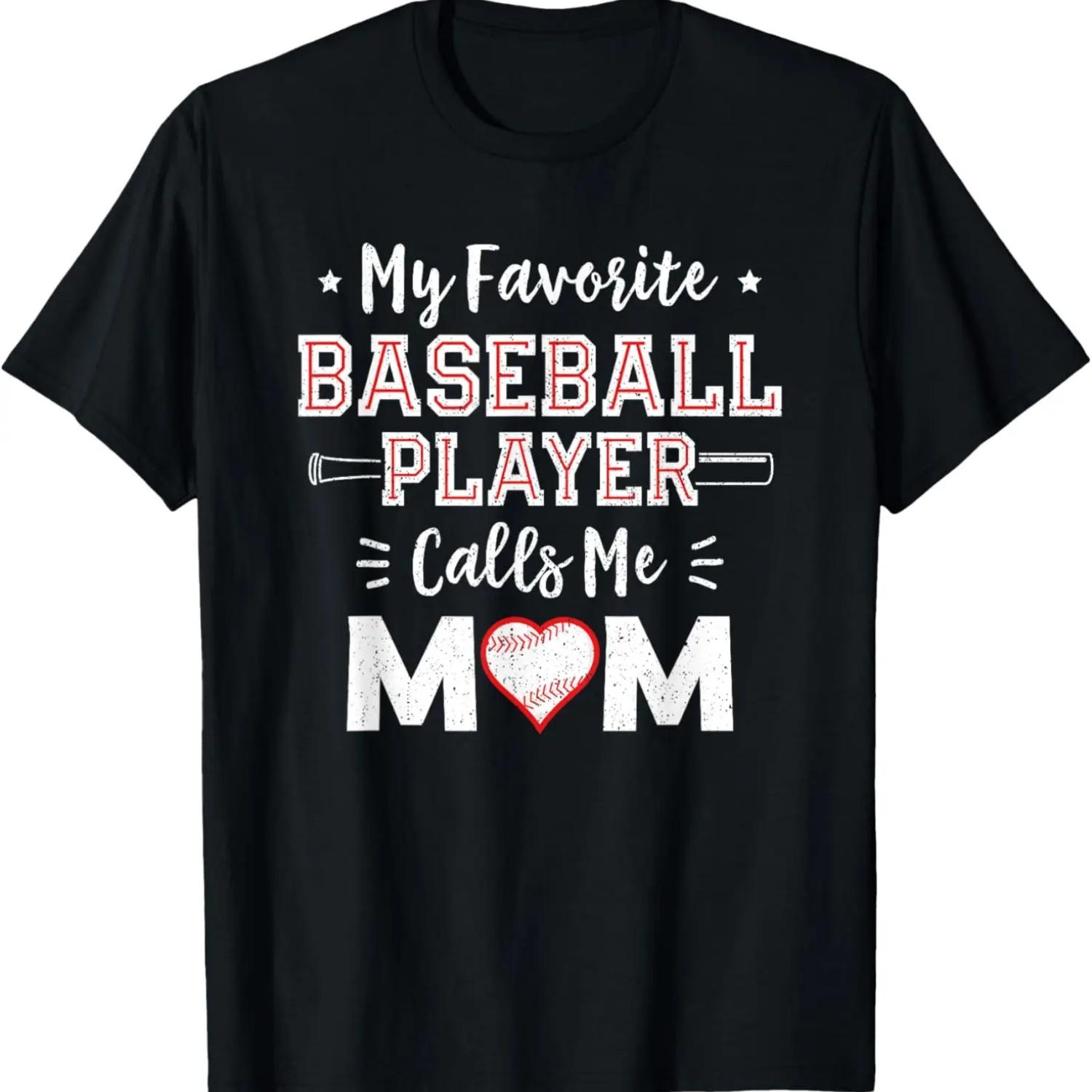 My Favorite Baseball Player Calls Me Mom Shirt Mom Baseball T-Shirt S чёрный