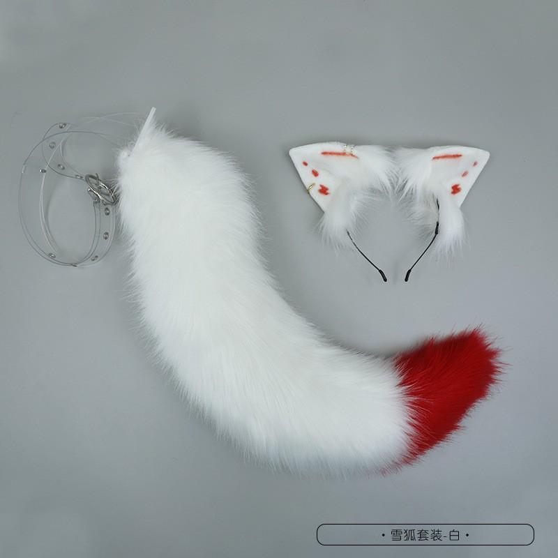Fluffy Fox Ear Tail Set Cosplay Party Costume Soft Plush Animal Headband Accessory Unisex Sweet Style