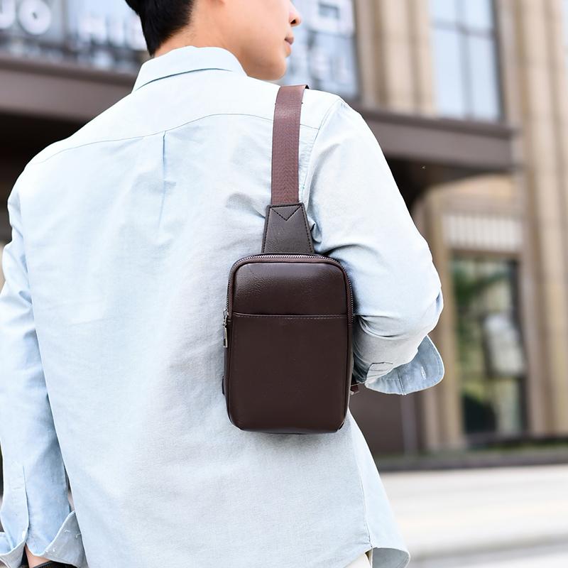 Unisex PU Leather Sling Bag – Compact Crossbody Chest Pack for Travel, Commute & Light Outdoor Use