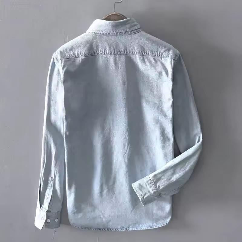 Bumbac Primăvară Toamnă Cămașă Denim cu Mânecă Lungă Bărbați Casual High Street Îmbrăcăminte Masculină Top Cămașă Clasică Palton