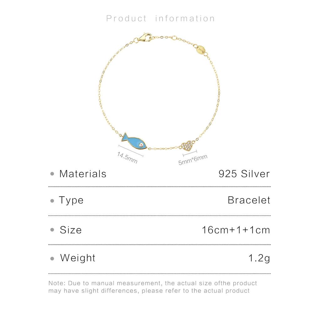 ANDYWEN New 925 Sterling Silver Blue Fish Heart Chain Bracelet Women Luxury Zircon CZ 2023 Rock Punk Fine Jewelry