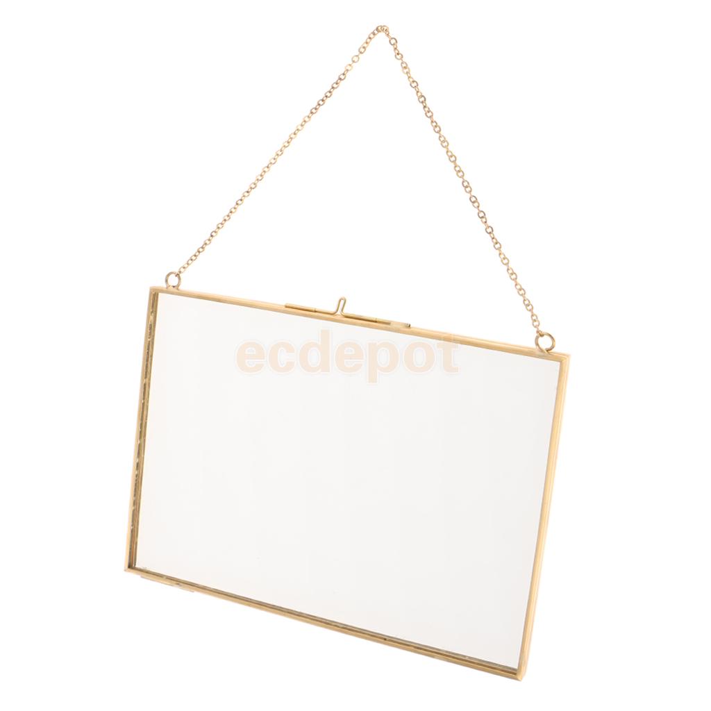 MagiDeal Industrial Style Double Sided Glass Hanging Photo Frame Wall Frame Flower Plant Specimen Portrait Display Frame Holder