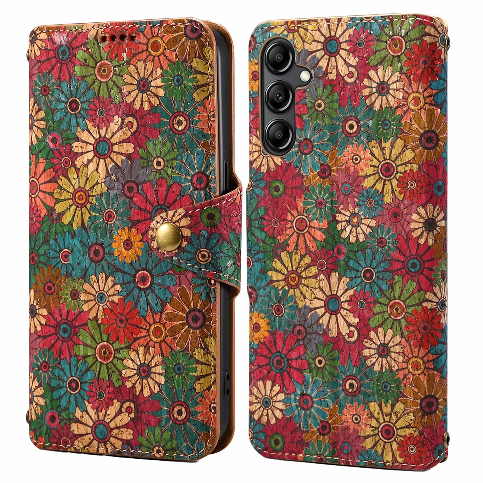 

For Samsung Galaxy S24 Case Flip Flower Printing PU Leather+TPU Phone Stand Cover Spring