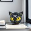 Resin Cat Sculpture Amber Eyes Cat Ornament Hand-carved Cat Stone Figurine Elegant Home Decor Keepsake Gift for Lovers for Women