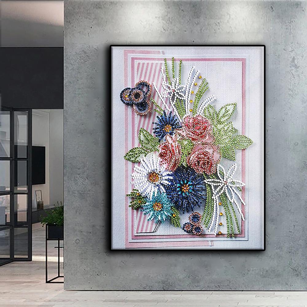 Diamantové vyšívání květin 5D DIY diamantová malba křížovým stehem drahokamu