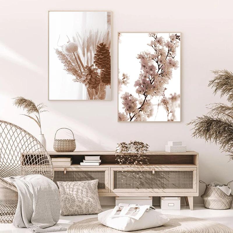 Scandinavian Nature Landscape Bird Canvas Painting Flower Grass Wall Art Print Poster Nordic Modern Image Home Decor Unframed