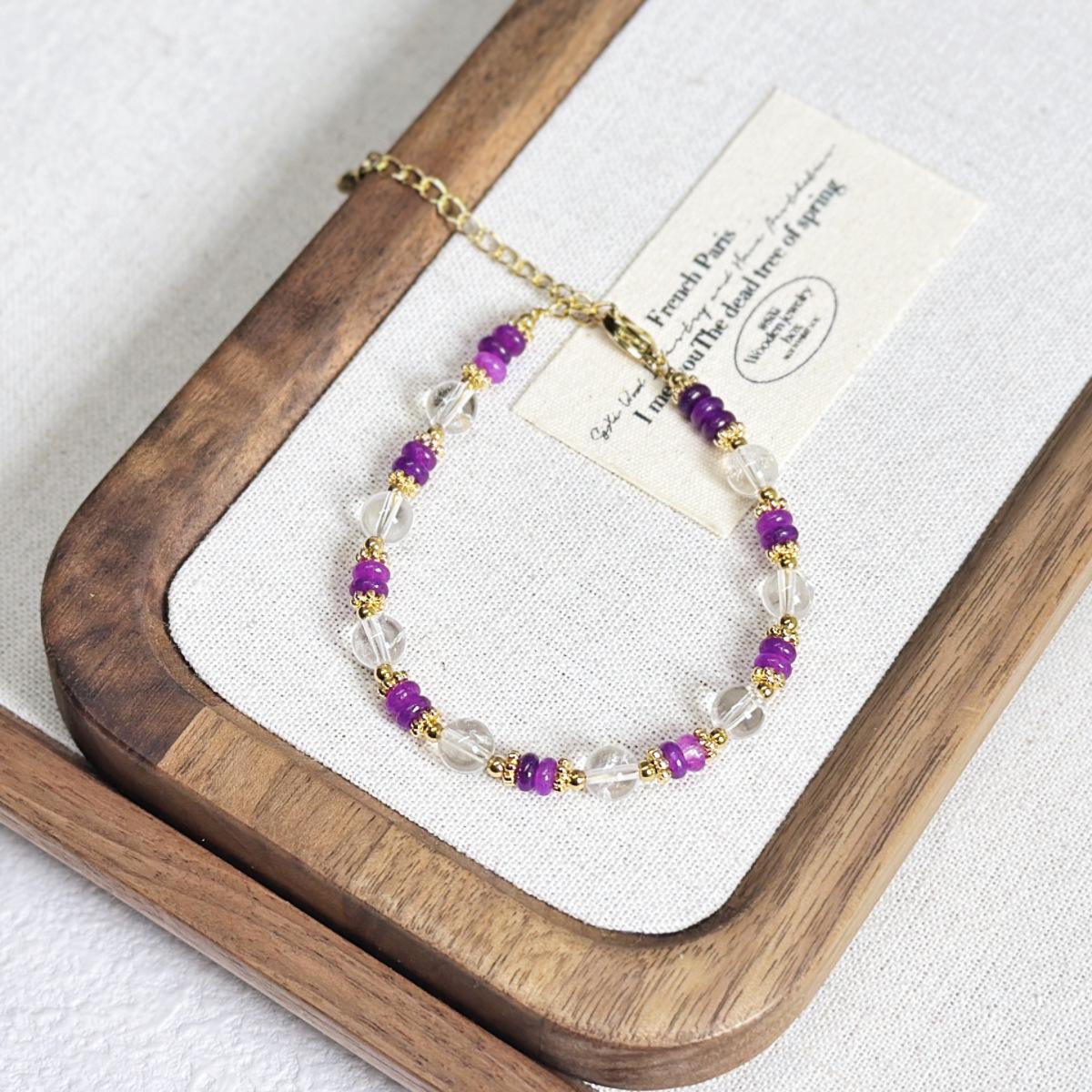 Elegant White Crystal Beaded Bracelet - Niche Design, Natural Stone, High-End Feel