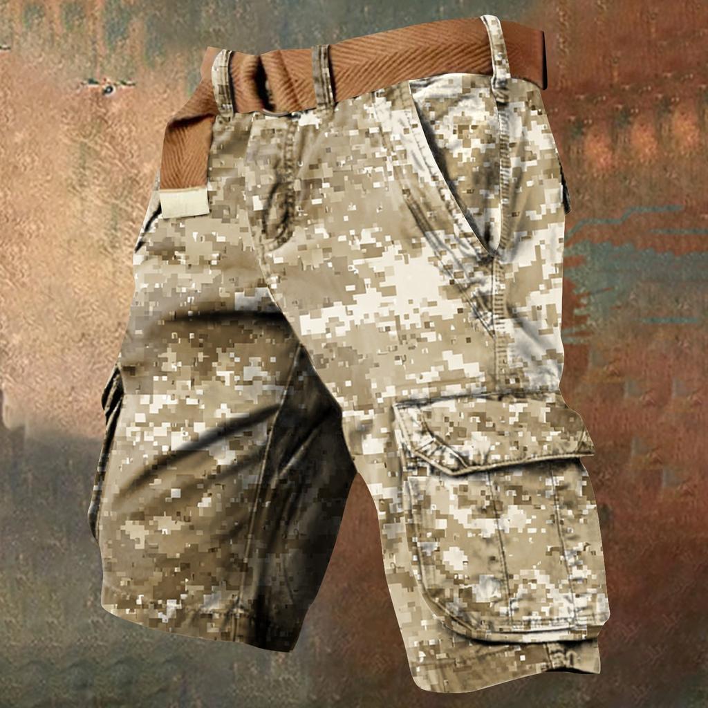 Men's Independence Day Printed Multi Pocket Workwear Shorts