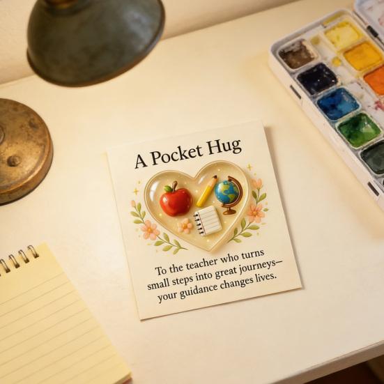 Yousheng Teacher Pocket Hug with Greeting Card Love Heart Shape Teacher Pocket Hug Token Thank You Teacher Appreciation Keepsake Gifts