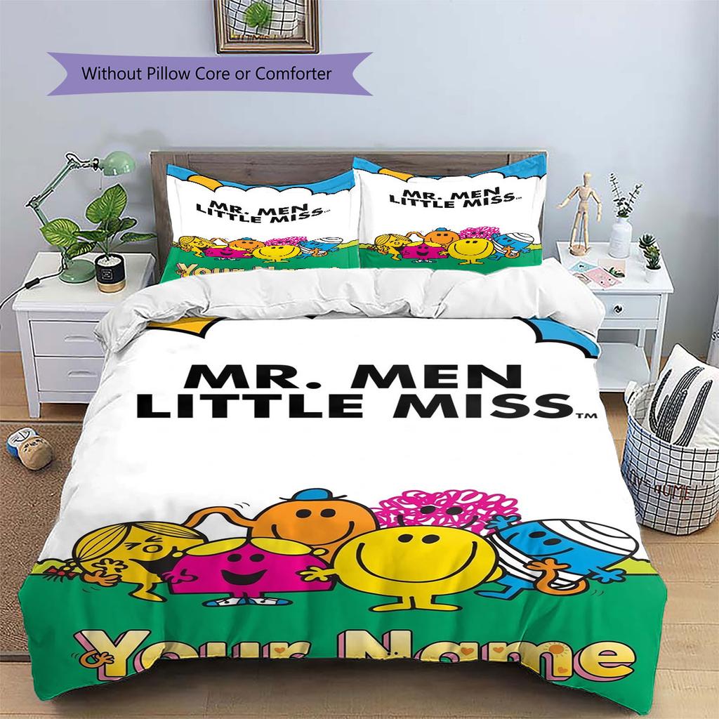 Sig. Biancheria da letto con motivo personalizzato Little Miss da uomo, Set piumone Copripiumone Federa Regalo di Compleanno per la Casa(1 * copripiumino + 2 * federa, senza nucleo)