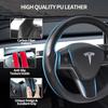 Tesla Model 3/Y Steering Wheel Cover, Carbon Fiber Steering Wheel Wrap Stickers For Tesla Model 3 Model Y 2017-   2024 Interior Accessories, Black