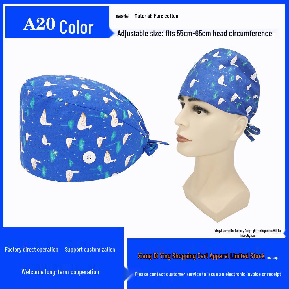Pure Cotton Printed Surgical Cap for Nurses and Doctors