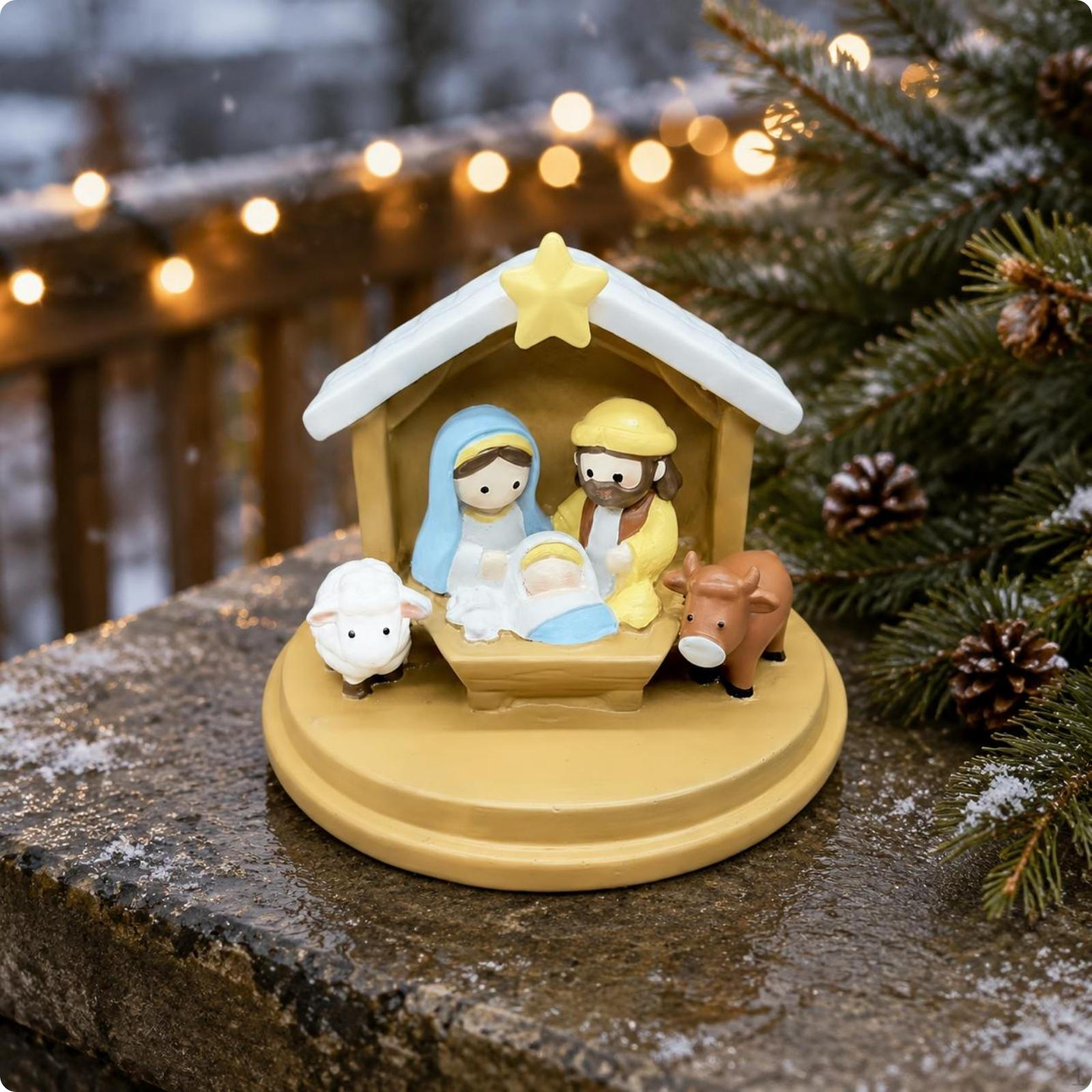 Resin Nativity statue Ornament Gift Idea Christmas Figurines Cute Figurine for Garden,