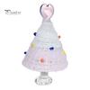 Decorative Glass Tree with Star Glazed Christmas Figurine, Colorful Miniature Xmas Decor, Handcrafted Decoration Table Centerpiece for Home