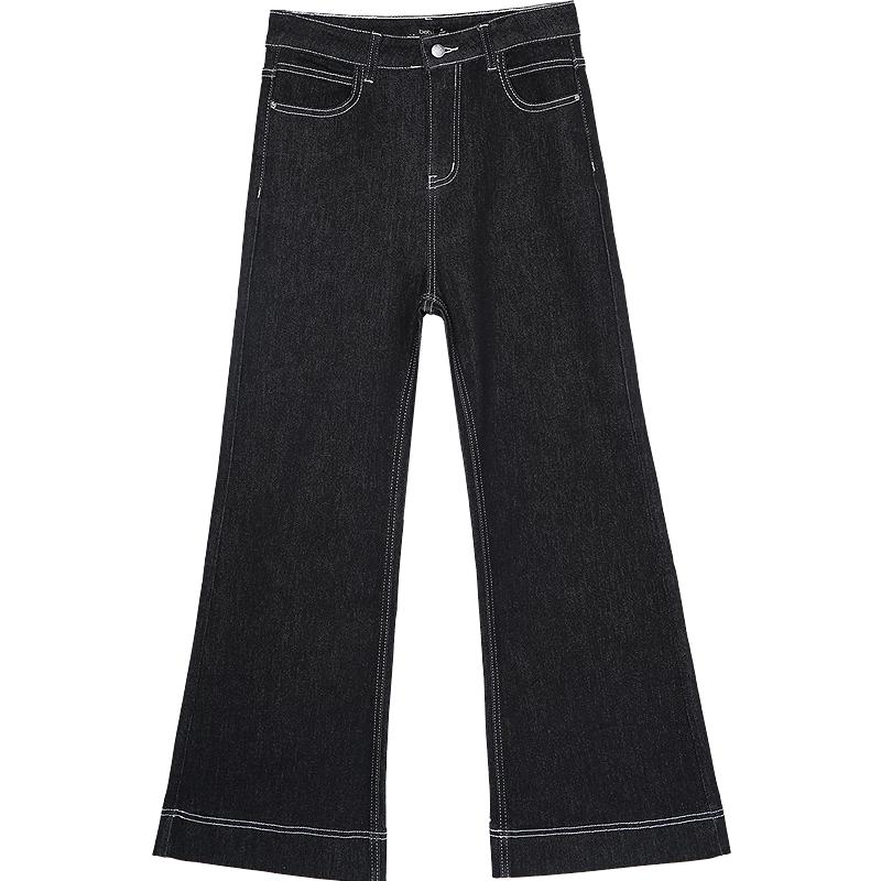 

Betu Women s High-Waist Wide-Leg Denim Pants with Contrast Stitching M
