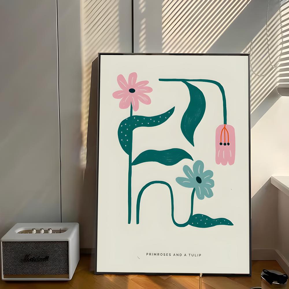 Colorful Anemones Shapes Flower Market Poster Decor Vintage Decorative Painting Classic Movie Posters Wall Art Painting