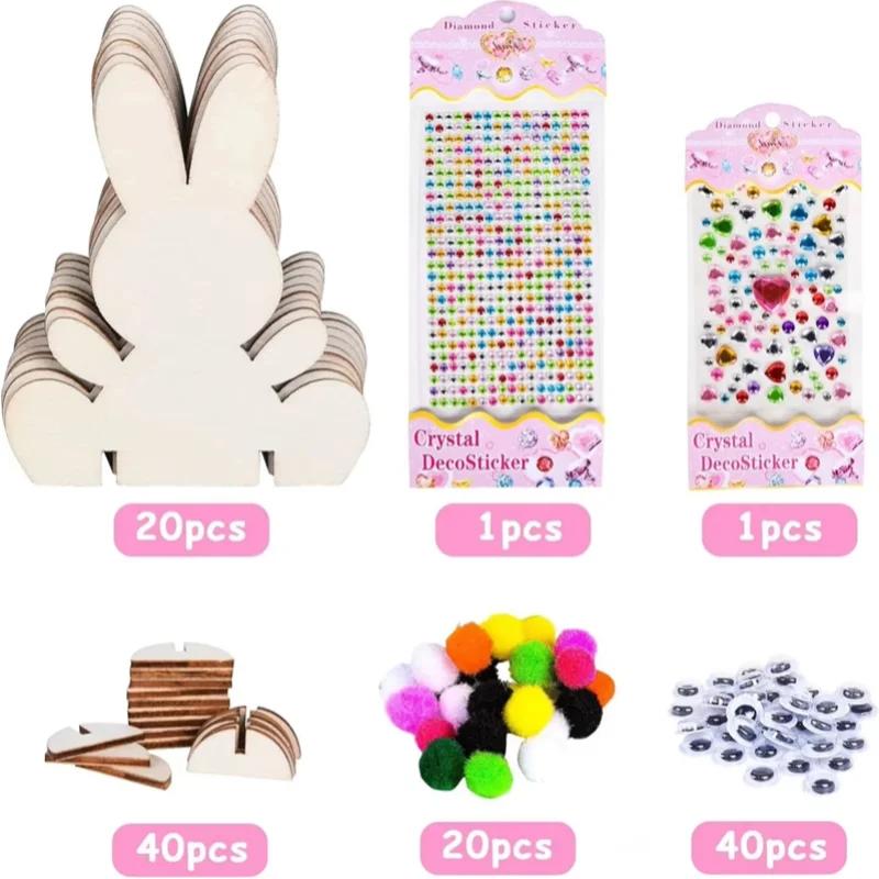 

Wooden Bunny Cutouts Unfinished Easter Crafts for Kids Wood Bunny Cutouts for Painting Home Decor Party Craft DIY Kit