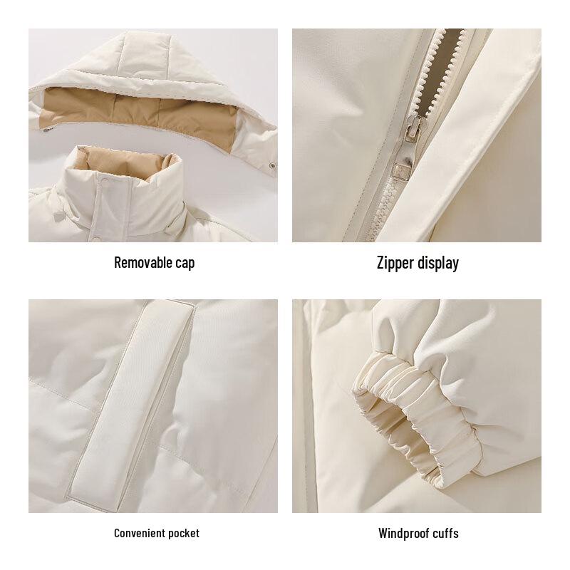 ROMON Men's Thickened Detachable Hooded Padded Jacket