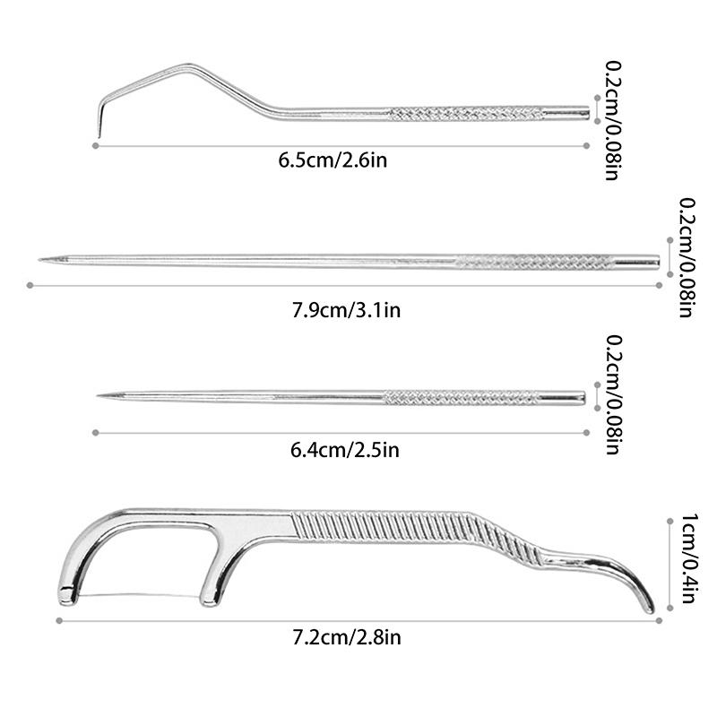 Dental Teeth Pick 7 Pack Stainless Steel Toothpick Kit Dental Tools Tooth Stains Remover Dental Floss Ficks Teeth Cleaning Tools