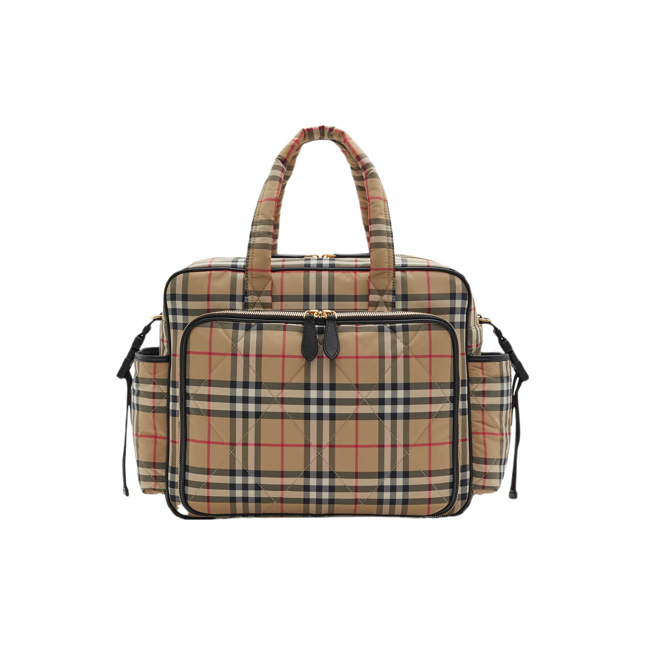 

Burberry Vintage Check Quilted Canvas Baby Changing Bag Tote With Gold Hardware For Daily Use Basic Set (Bag+Dust Bag)