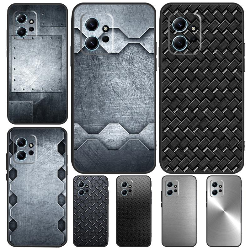 Steel Iron Metal Pattern Case For Xiaomi Redmi Note 12 11 10 9 Pro 12S 11S 10S 9S Back Cover For Redmi 12 9C 10C 12C