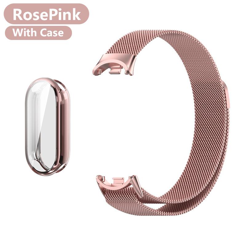 Metal Strap for Xiaomi Mi Band 8 9 10 Bracelet with TPU Case Screen Soft Protector Milanese Magnetic Loop Replacement Watchband
