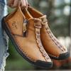 Genuine Leather Men Boots Fashion Zipper Shoes Leather Men Ankle Boots