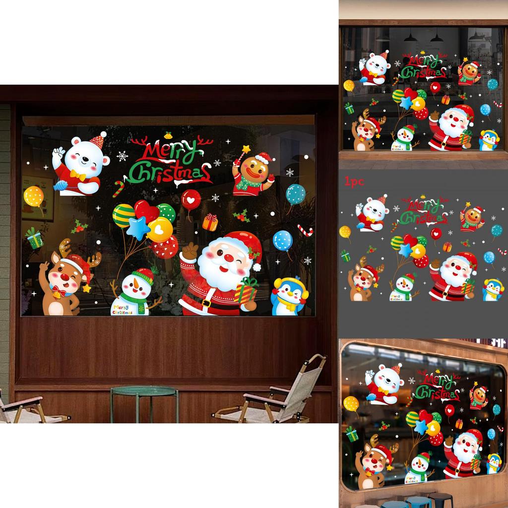 Christmas Static Electricity Stickers With Santa Claus Reindeer Snowman Design For Doors And Windows