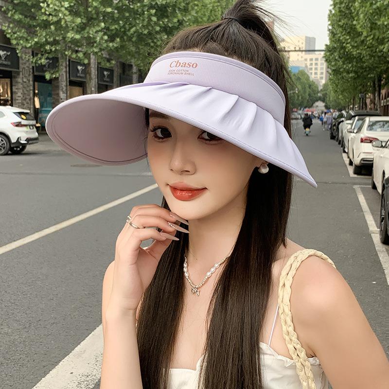 Women's summer shell hat with large brim, sun protection, UV protection, open-top, foldable, cool outdoor beach sun hat