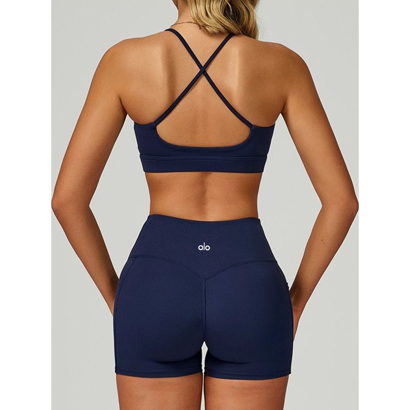 European and American Oiob Yoga Clothes Set Cross Sling Quick-Drying Bra Underwear Summer High Waist Buttock Lifting Sports Short Shorts