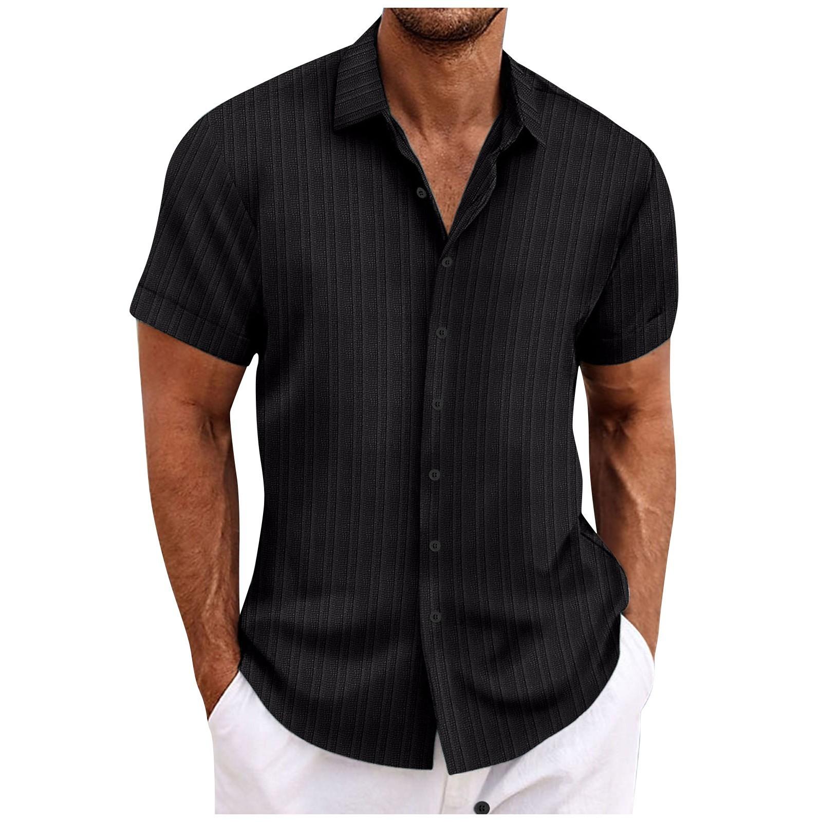 

Мужская летняя новая свободная рубашка с коротким рукавом с принтом, кардиган, пляжная рубашка L чёрный