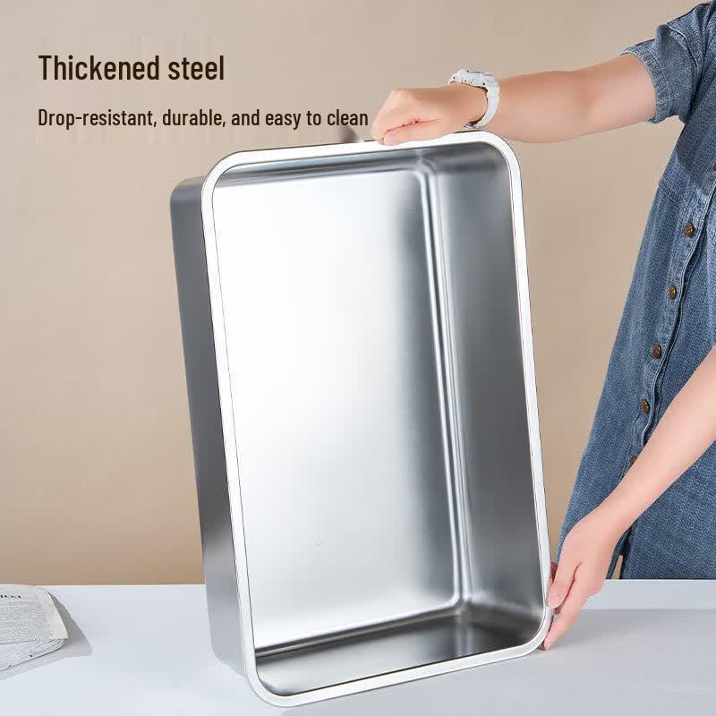 Food-Grade Stainless Steel Rectangular Storage Pan with Lid