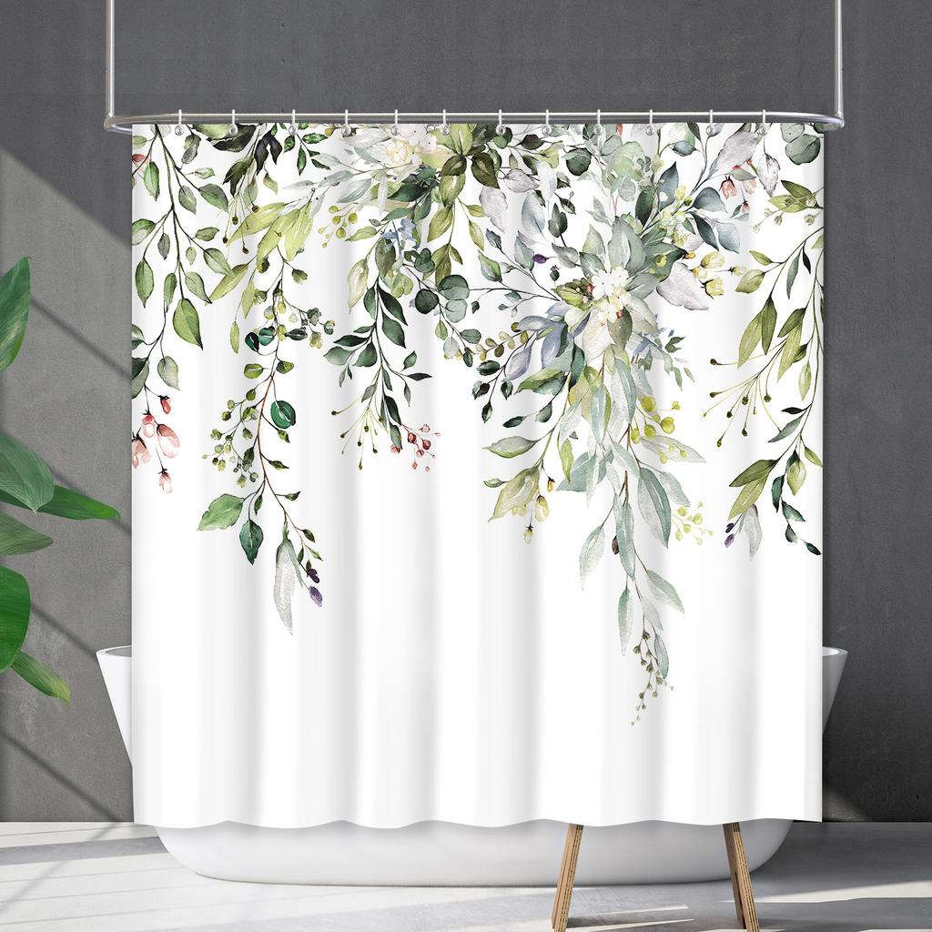 Shower Curtain Waterproof And Mildew-Proof 3D Digital Printing Plant Printing Shower Curtain Child Bathroom Partition Curtain