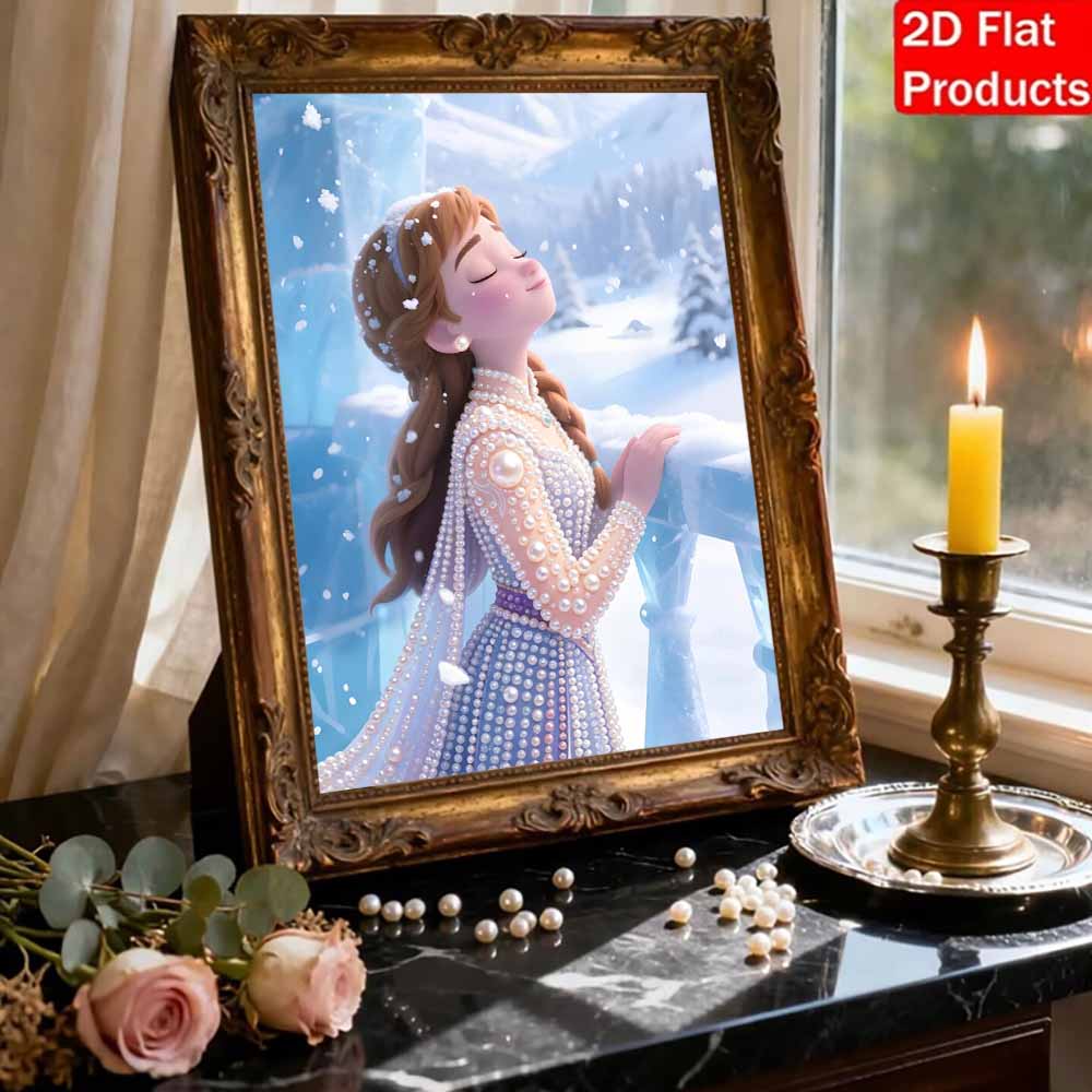 Disney Pearl Painting Frozen Anna Portrait for Beginners and Adults, DIY Pearl Diamond Art Painting Kit for Home Wall Decor Gifts