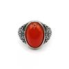 Adjustable Open Ring Women Men Copper Vintage Style Heart Oval Geometric Red Agate Statement Jewelry