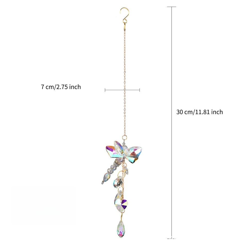 Hand-woven Butterfly Dragonfly Crystal Wind Chime Pendant Garden Decoration Window Hanging Sun Catcher