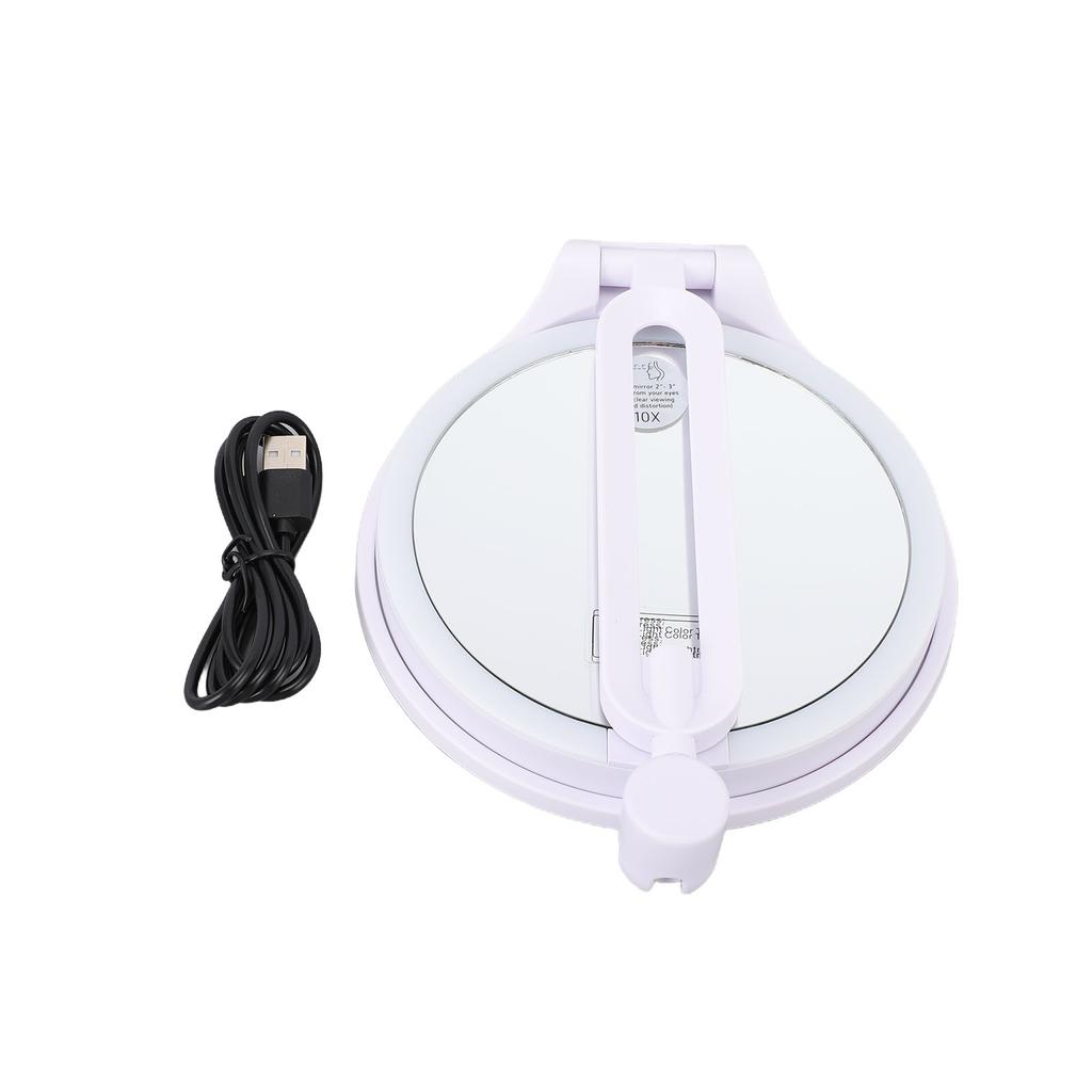 Portable Foldable LED Double-Sided Makeup Mirror – Compact, Long-Lasting, Lighted Travel Mirror (White)