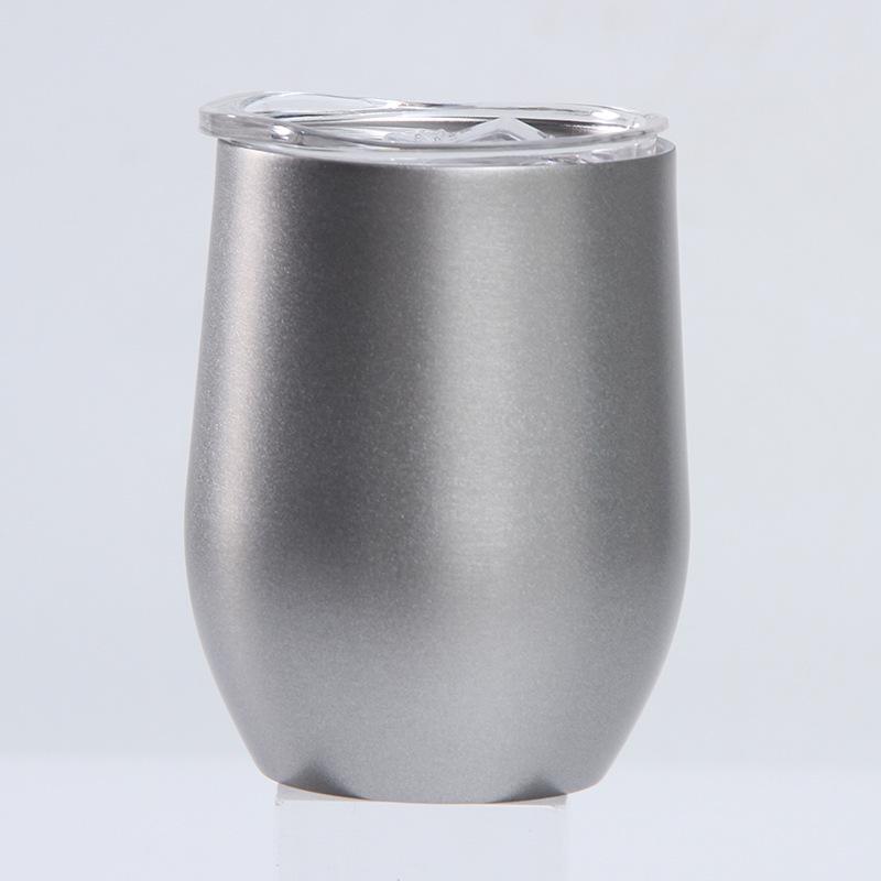 12oz Eierschalenförmiger U-förmiger Edelstahl-Vakuum-Weinbecher mit Bauchdesign