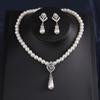 1 Set Faux Pearl Rhinestone Teardrop Pendant Necklace Jewelry Women And Earrings Elegant Beaded Necklace Jewelry
