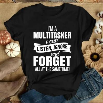 Ich bin ein Multitasker Print T-Shirt Lustiger Spruch Männer Frauen Mode Grafik T-Shirts Schwarzes T-Shirt Sommer Kurzarm T-Shirt Übergroß