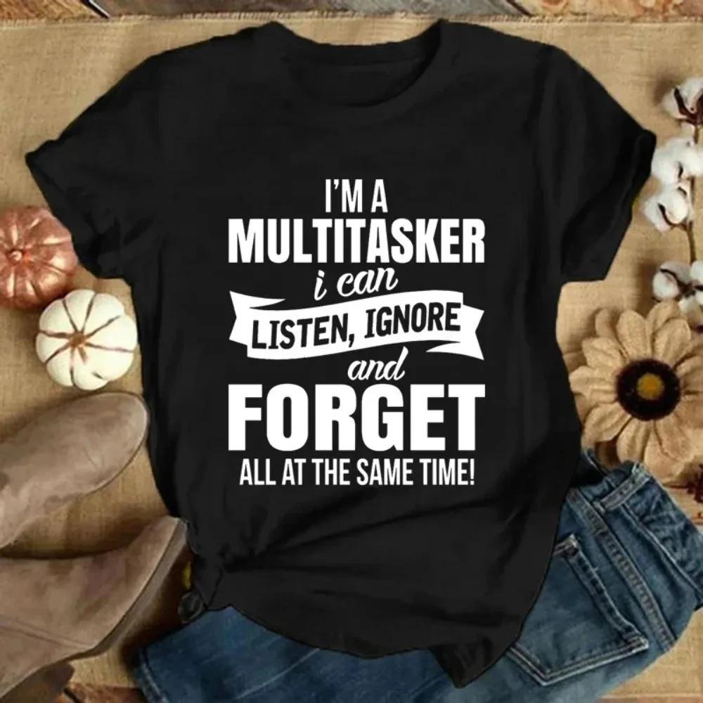 Jag är en multitaskare Tryck T-shirt Roligt ordspråk Män Kvinnor Mode Grafiska T-shirts Svart T-shirt Sommar Kortärmad T-shirt Oversized
