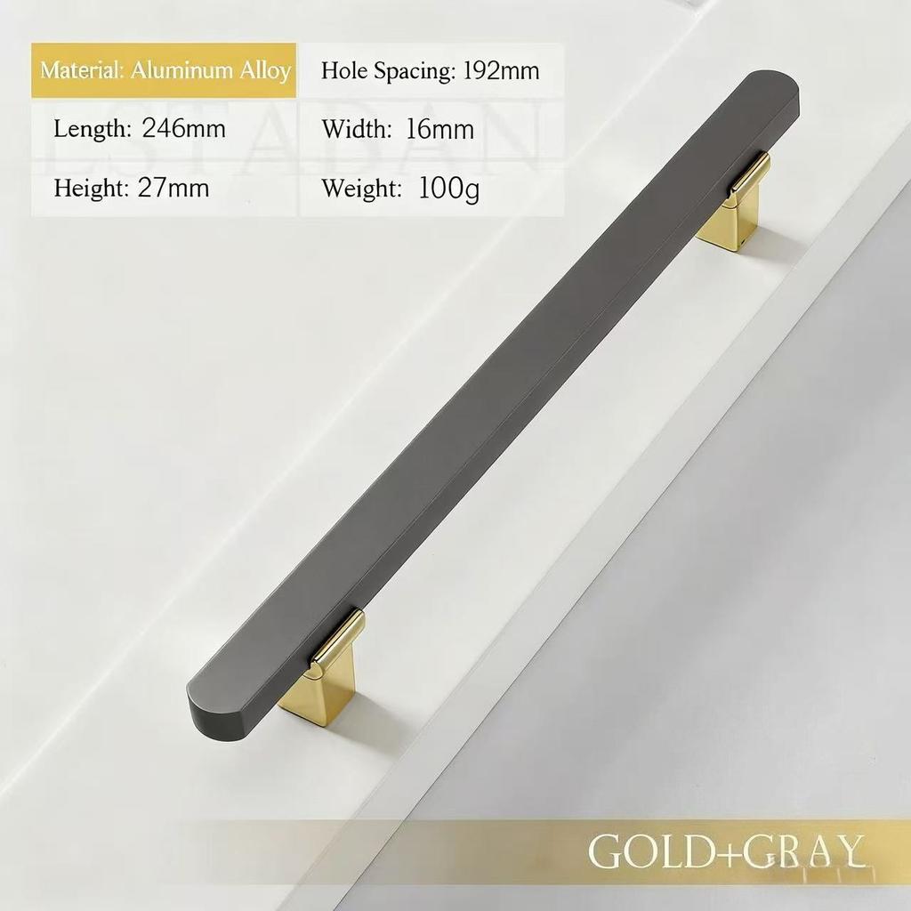 Nordic Gold Gray Cabinet Handles & Knobs - Modern Decorative Hardware Pulls for Kitchen/Dresser/Wardrobe/Furniture Door