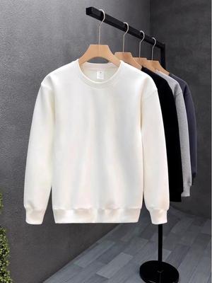 Sudadera Unisex de Felpa de Algodón 320g - Ligera, Corte Holgado, Color Liso, Manga Larga, Cuello Redondo para Otoño/Invierno.