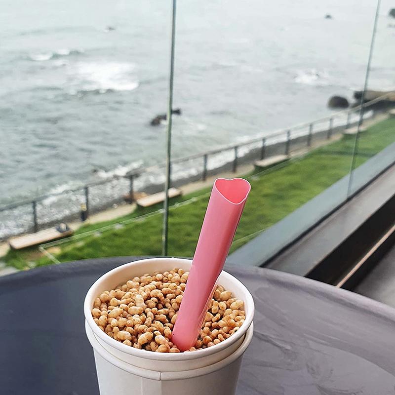 25Pcs Smoothie Straws Heart Shaped Pink Straws Drinking Cute Plastic Straws
