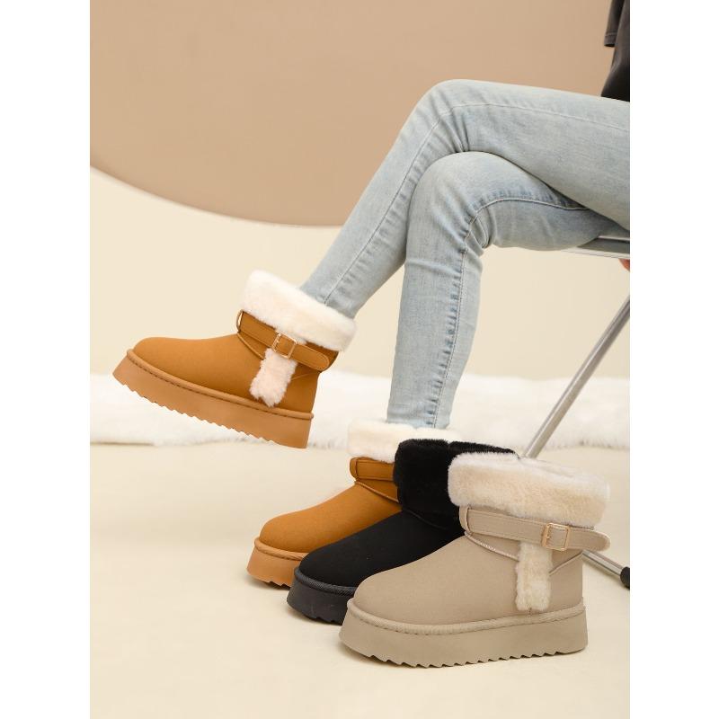 Mid-Calf Snow Boots for Women 2025 Plus Size Winter New Arrival Fashionable Versatile Anti-Slip Warm Thick-Sole Cotton Boots
