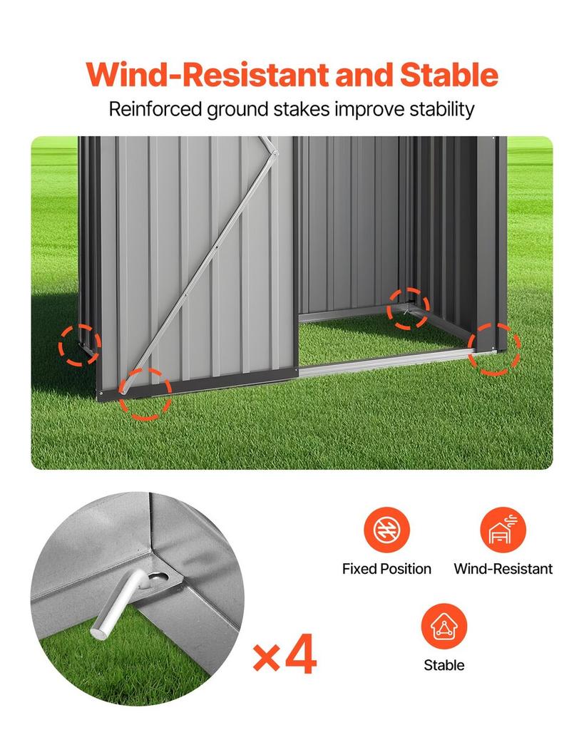 1533 X 876 X 1815 Mm Metal Garden Shed, Storage Building with Lockable Door & 2 Louver Vents, Sloped Roof Metal Outdoor Storage Shed, Tool Sheds