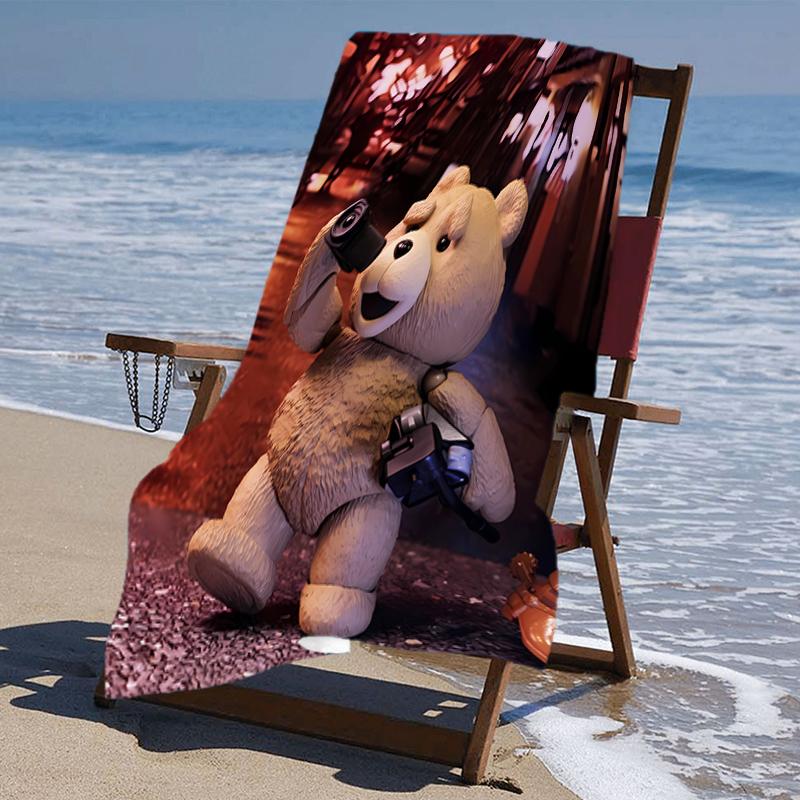 Proof Beach Towel with a Cartoon Teddy Bear Ted2 Pattern - Soft,absorbent,quick-drying,machine Washable - Perfect for Swimming,camping,bathing