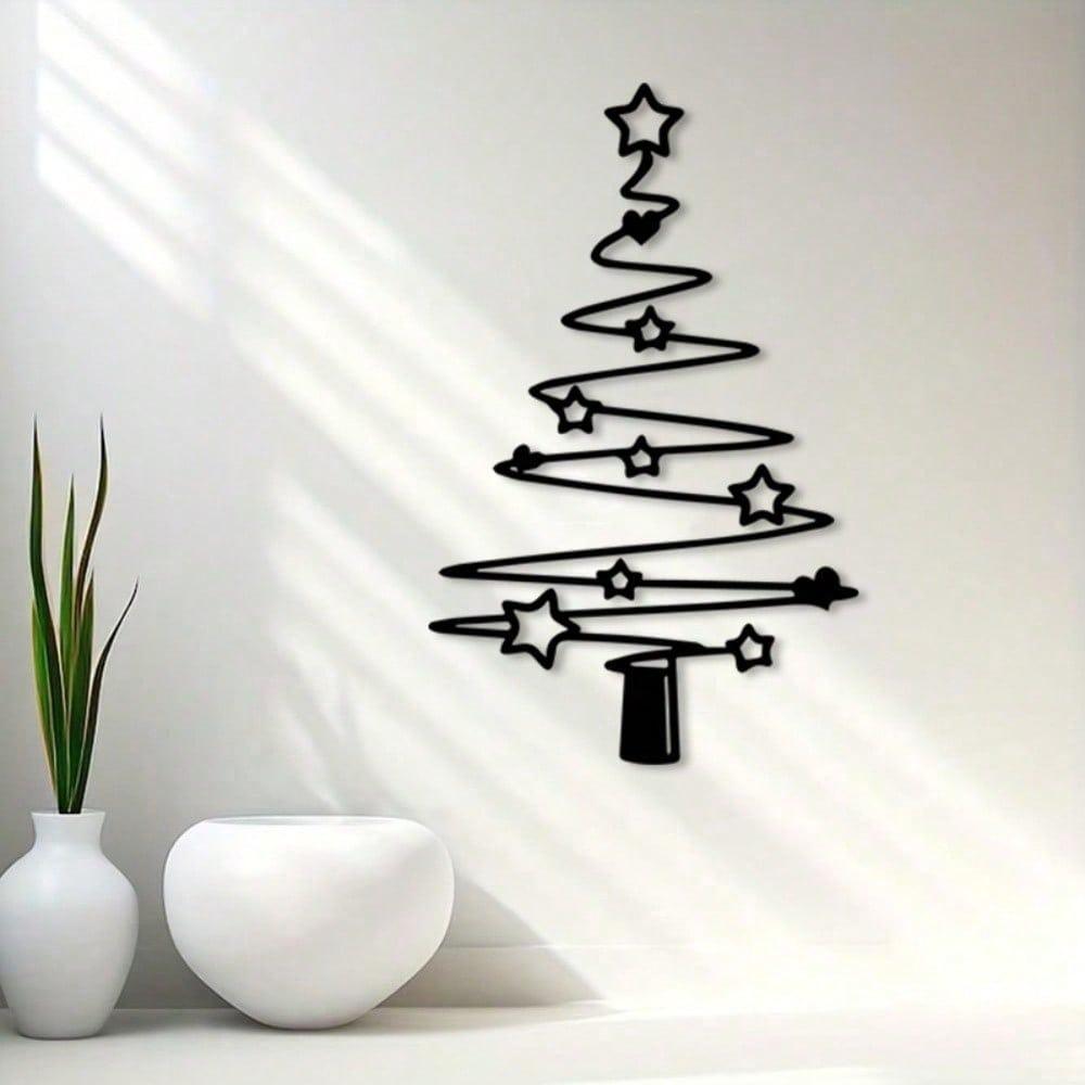 1-Piece Minimalist Xmas Tree Wall Art Metal Decor Rustproof Indoor Outdoor Holiday Home Garden Yard Decoration Sculpture Gift
